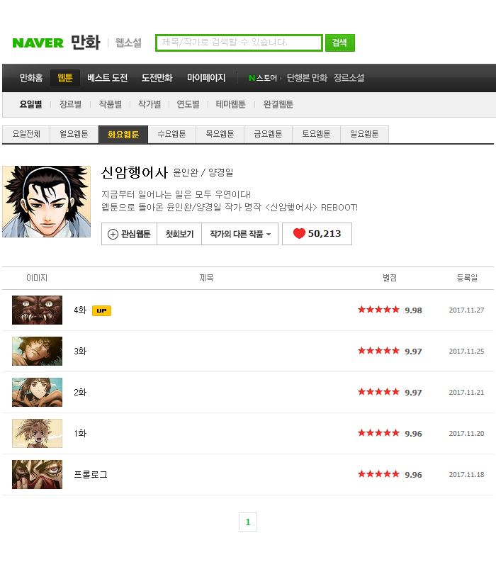 네이버 웹툰에서 리메이크되는 신암행어사 ㅎㄷㄷ | 인스티즈