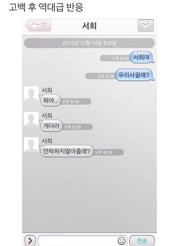 고백 후 역대급 반응 | 인스티즈